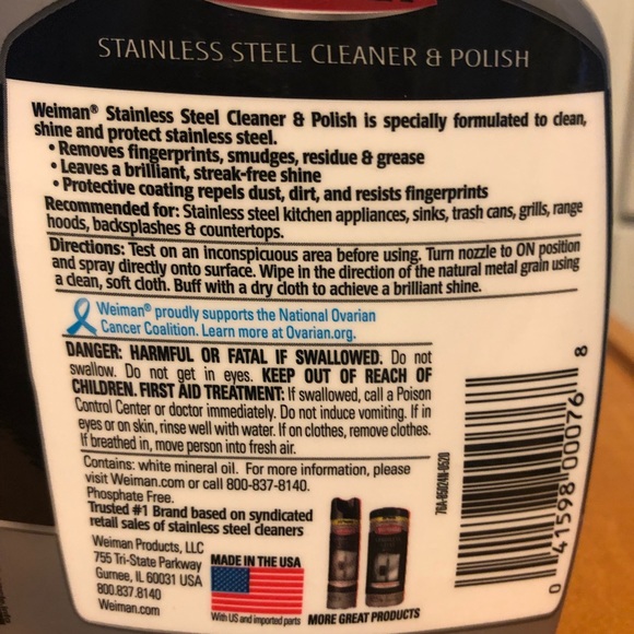 2 Brand New BOTTLES of Weiman stainless steel cleaner and polish (12 oz each) - Picture 4 of 4